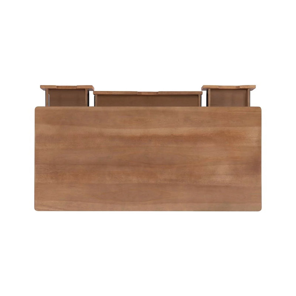 Rattan Wood Desk with Drawers Natural k7m