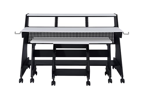 Music Studio Desk Workstation with Rack Cabinet Black k7