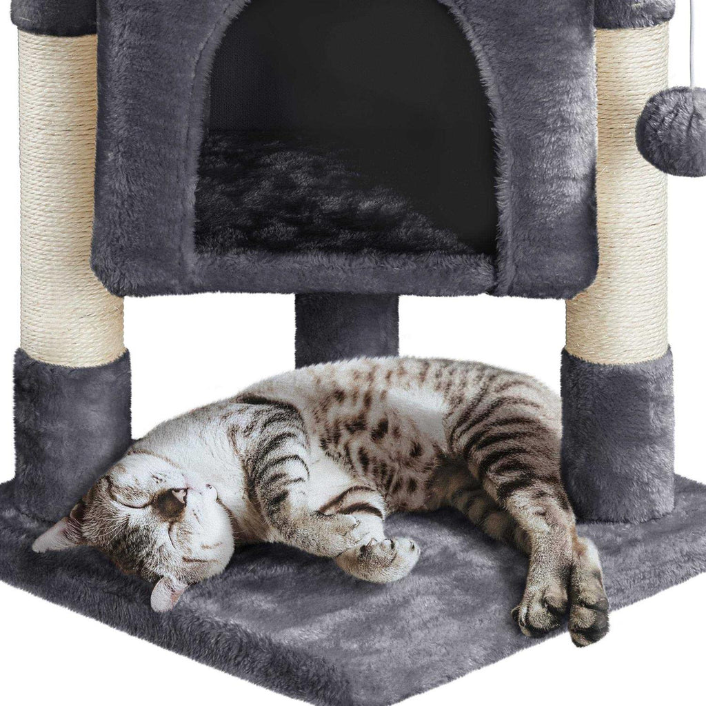 Cat Tree with Wide Perch 2-Level Gray k7