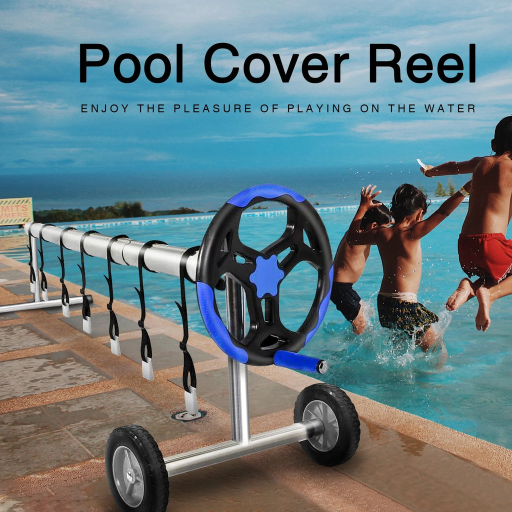 Pool Cover Reel Set Aluminum Inground Solar Blanket Roller Blue a7