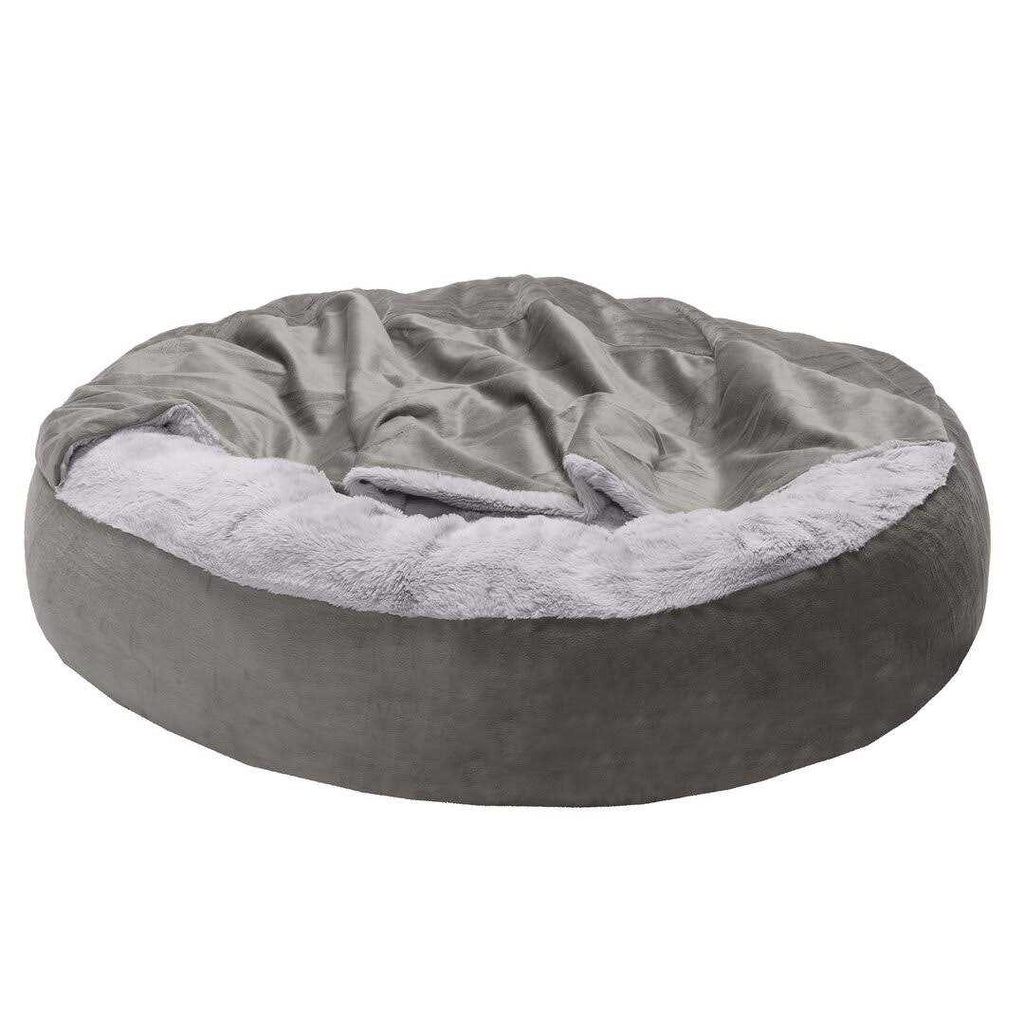 Faux Fur Hooded Donut Pet Bed k7m