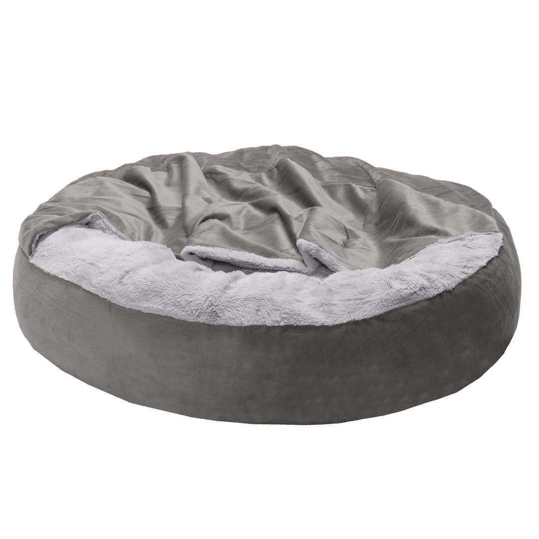 Faux Fur Hooded Donut Pet Bed k7m