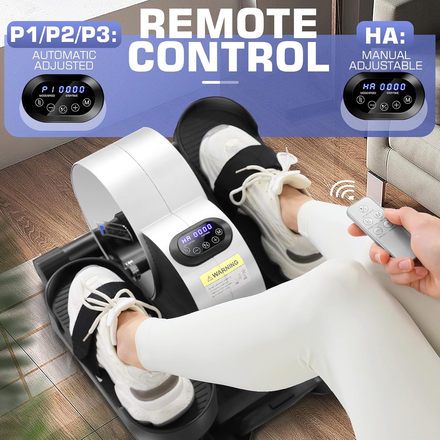 Under Desk Elliptical Seated Foot Pedal Exerciser with App and LCD Display k7p
