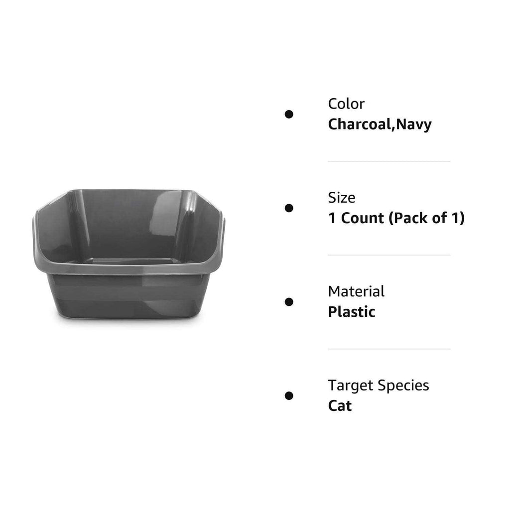 Charcoal High-Back Cat Litter Box k7p