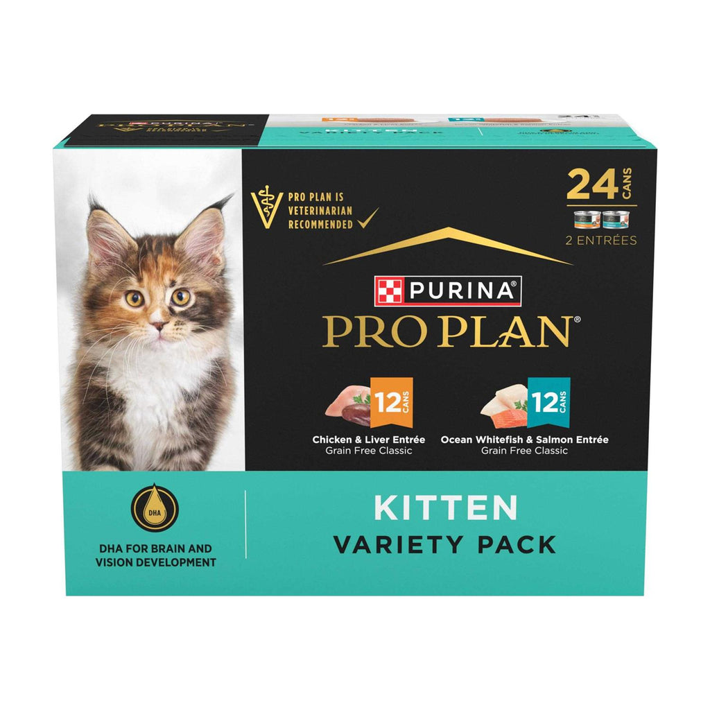 Purina Pro Plan Grain-Free Chicken &amp; Liver &amp; Ocean Whitefish &amp; Salmon Variety Pack Wet Kitten Food - Pet Supplies online store