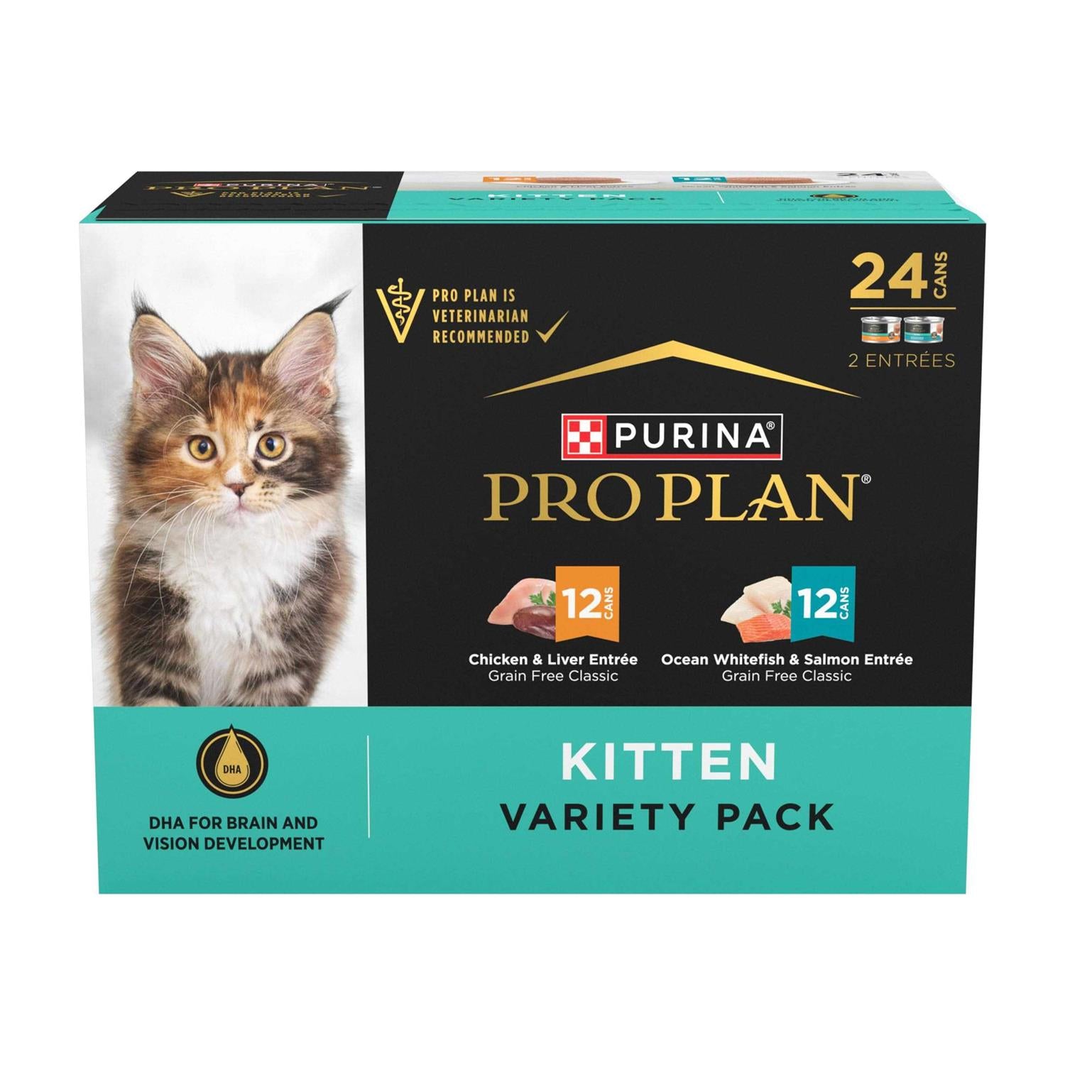 Purina Pro Plan Grain-Free Chicken &amp; Liver &amp; Ocean Whitefish &amp; Salmon Variety Pack Wet Kitten Food - Pet Supplies online store