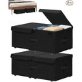 Under Bed Storage Container with Wheels, 2 Pack 10 High Deep Underbed Rolling Box Storage Bins Drawers with Lids for Bedroom, Dorms, Clothes, Shoes, Blankets, No Assemble Required, Black
