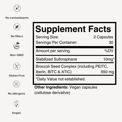 Broccoli Supplement with Sulforaphane Extract, 30 Capsules k7