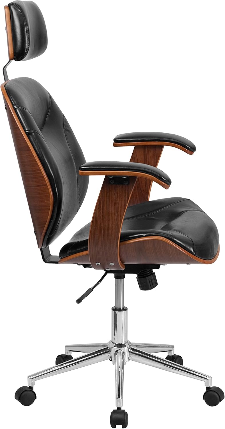 Office Chair Ergonomic Swivel Black LeatherSoft A7k