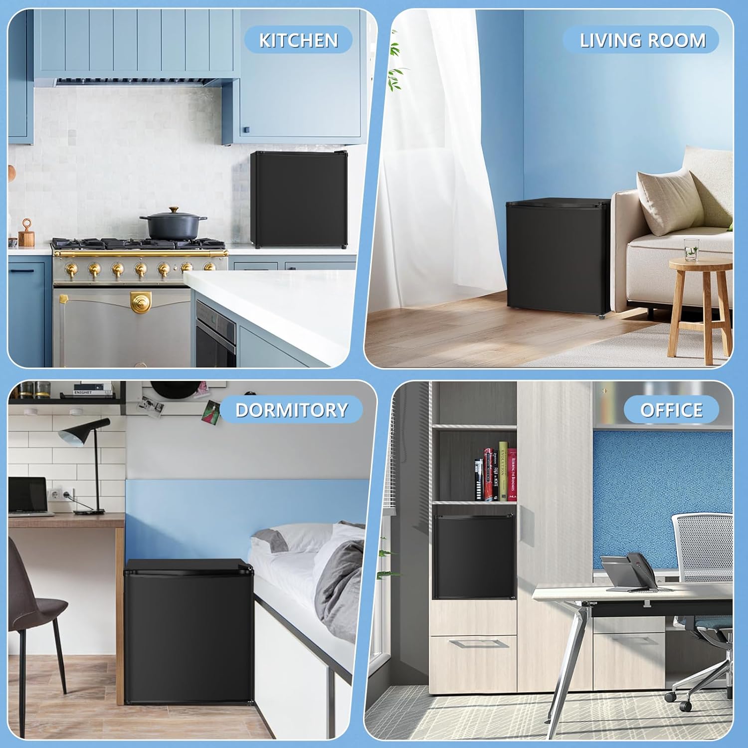 Mini Fridge with Freezer 1.4 Cu Ft Compact Dorm Refrigerator Black a7