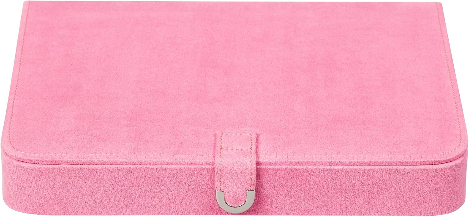 Plush Jewelry Box with Ring and Earring Organizer Pink k7m