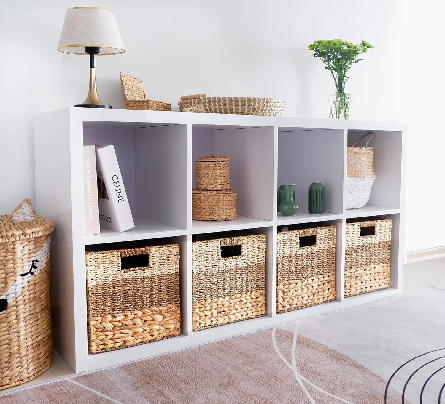Natural Wicker Storage Cubes 12x12 Set of 4 Foldable Baskets k7