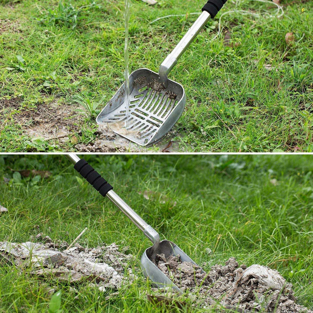Metal Cat Litter Scoop with Long Handle Detachable Stainless Steel Non-Stick Grip k7m