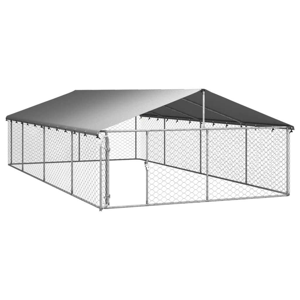 Outdoor Dog Kennel with Roof a7