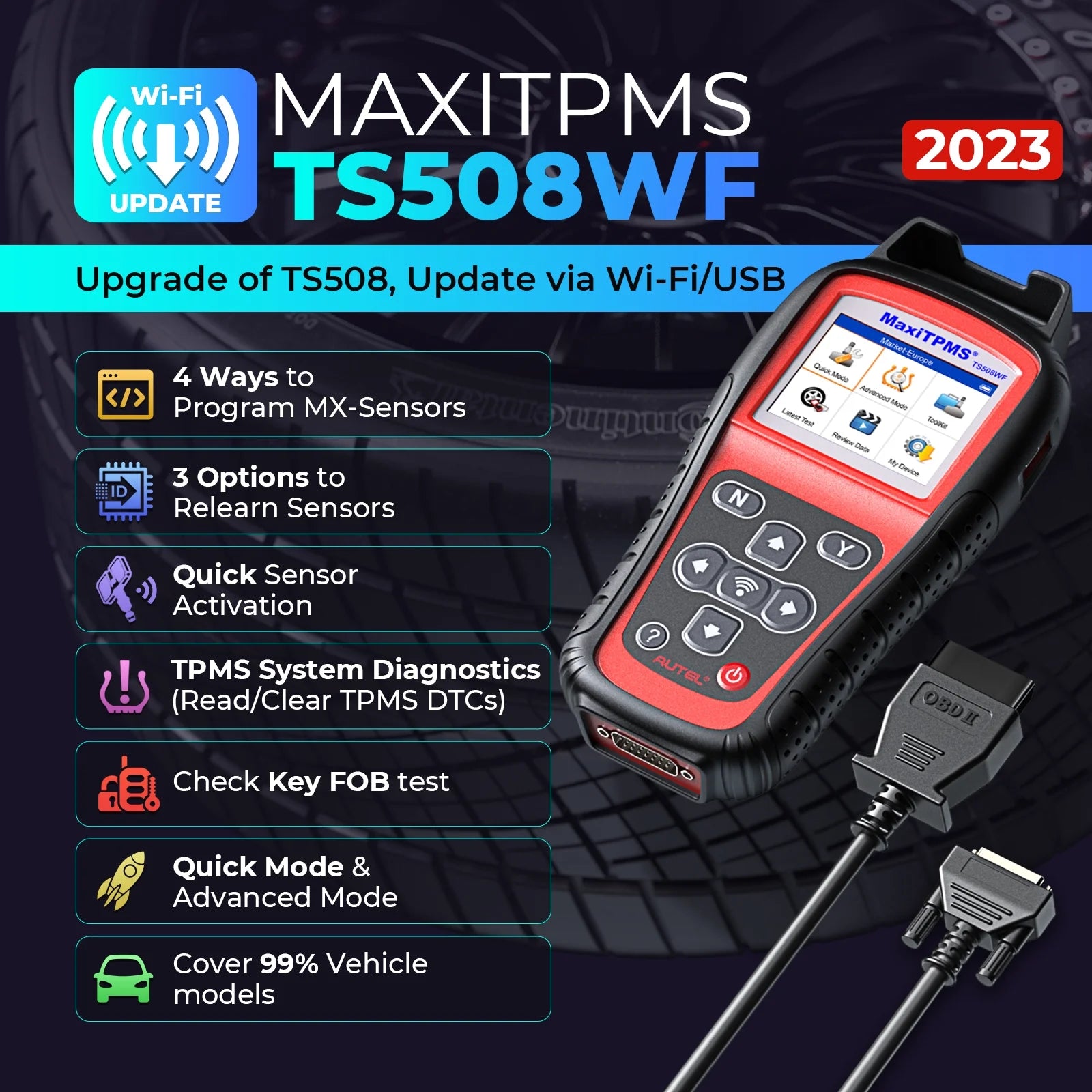 TPMS Programming Tool Relearn Activate Sensors Scan Read Clear DTCs Reset k7m