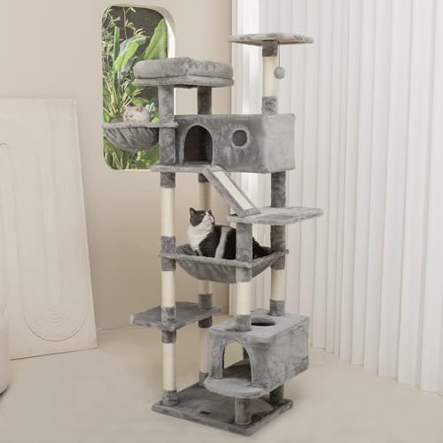 Large Cat Tree for Indoor Cats with Scratching Posts Beige k7