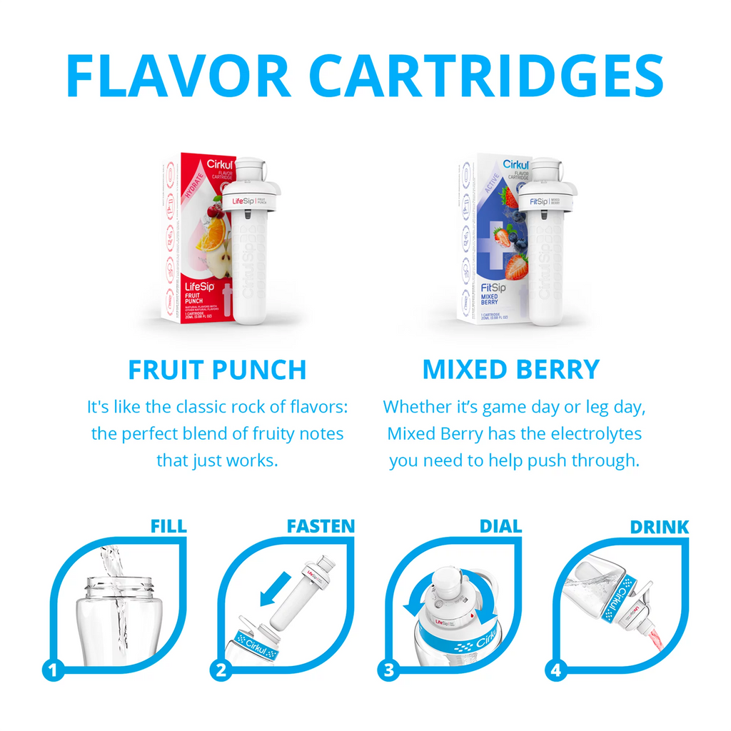 Stainless Steel Water Bottle Starter Kit with 2 Flavor Cartridges a7