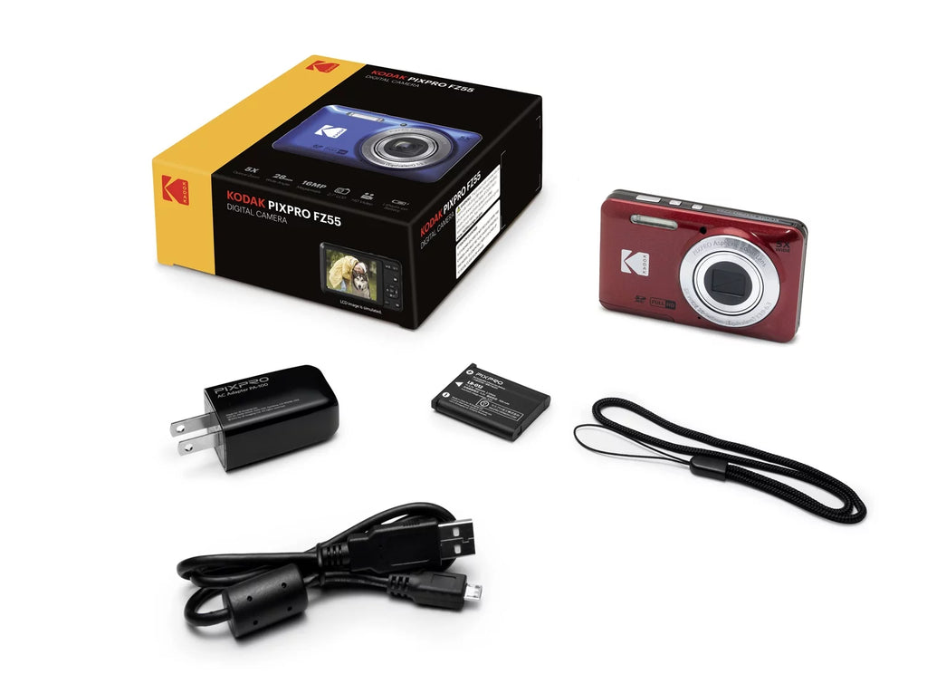 Digital Camera Red with 128GB Memory Card and Case a7
