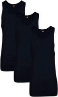 Hanes Men’s Tagless Ribbed Undershirt, Black - 3 Pack, Large