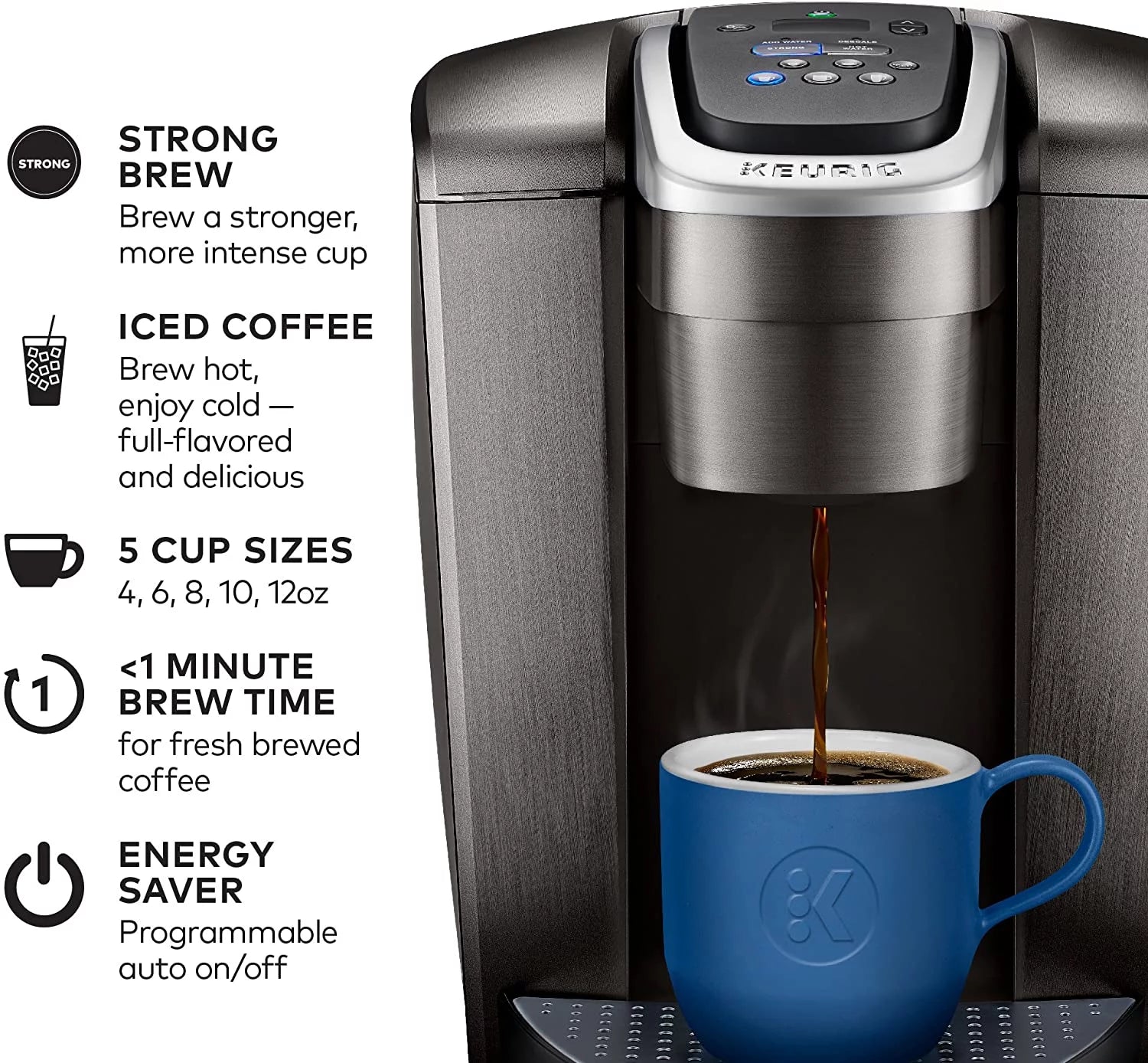 Coffee Maker Single Serve K-Cup Brewer Iced Capability Brushed Slate a7
