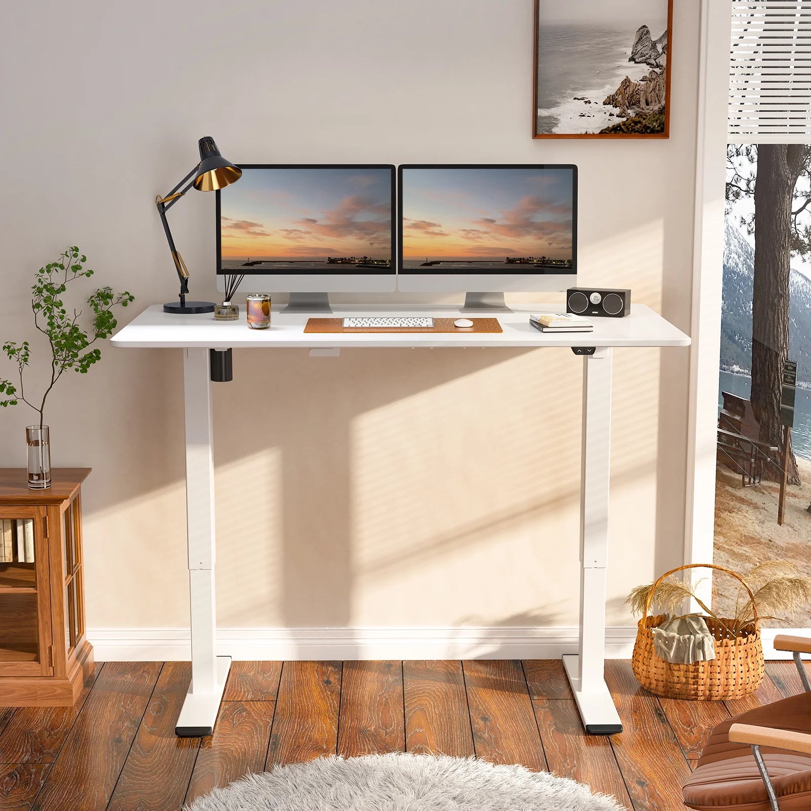Adjustable Electric Standing Desk White 60cm x 71cm a7