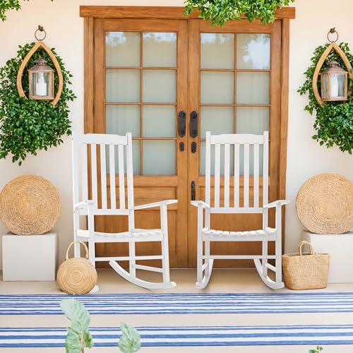 Outdoor Rocking Chair Acacia High Back Lounge Rocker Brown k7