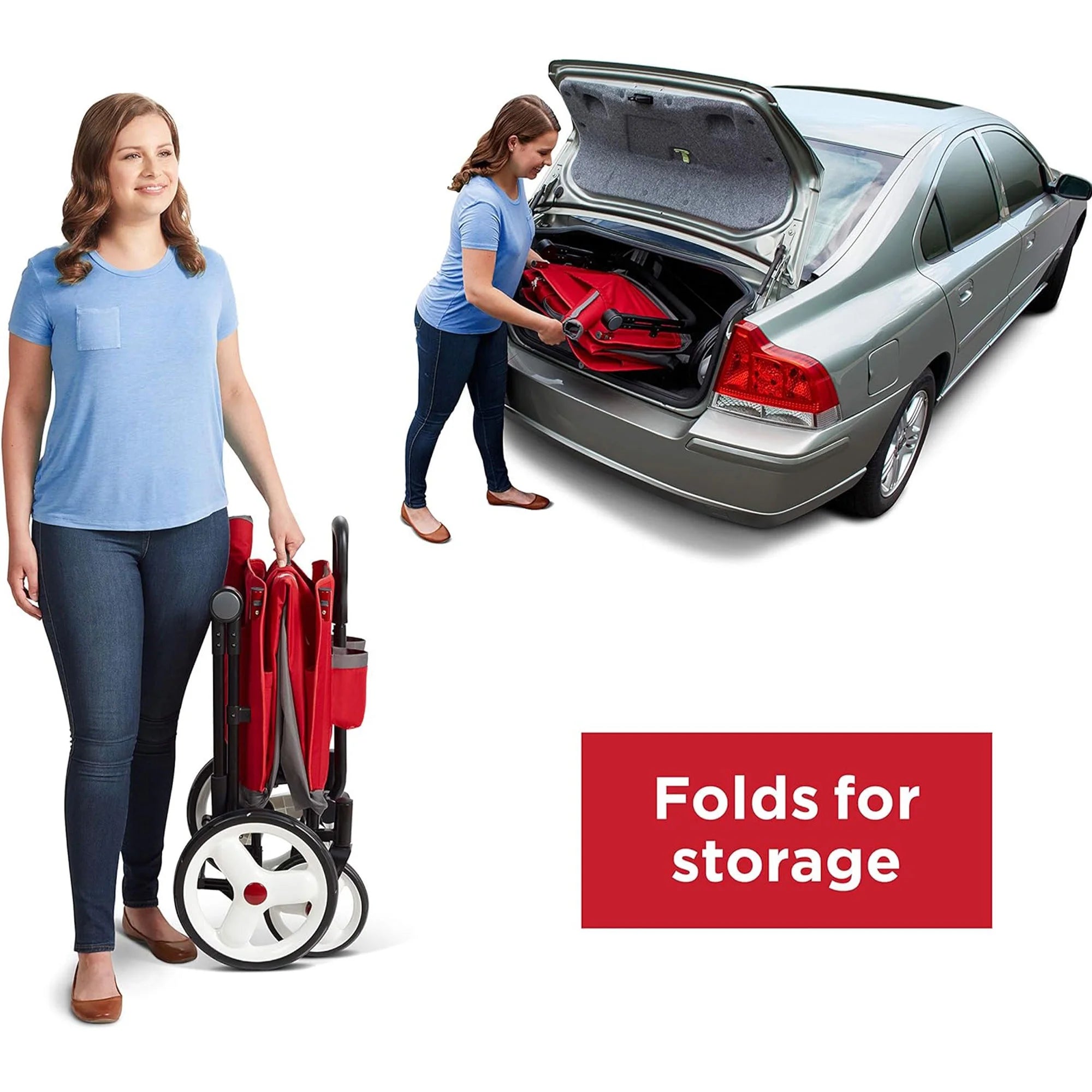 Stroll N Wagon with Pull & Push Handle, Red/Black k7m