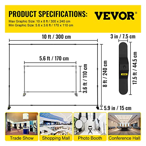Backdrop Banner Stand 8 x 8 Ft Adjustable Height with Carrying Bag k7
