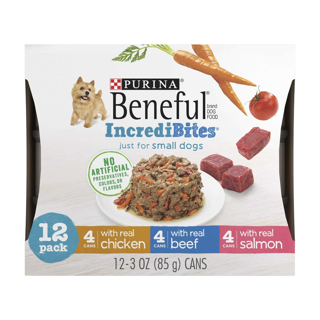 Beneful IncrediBites Chicken Beef &amp; Salmon Variety Pack Wet Small Dog Food Cans - Pet Supplies online store