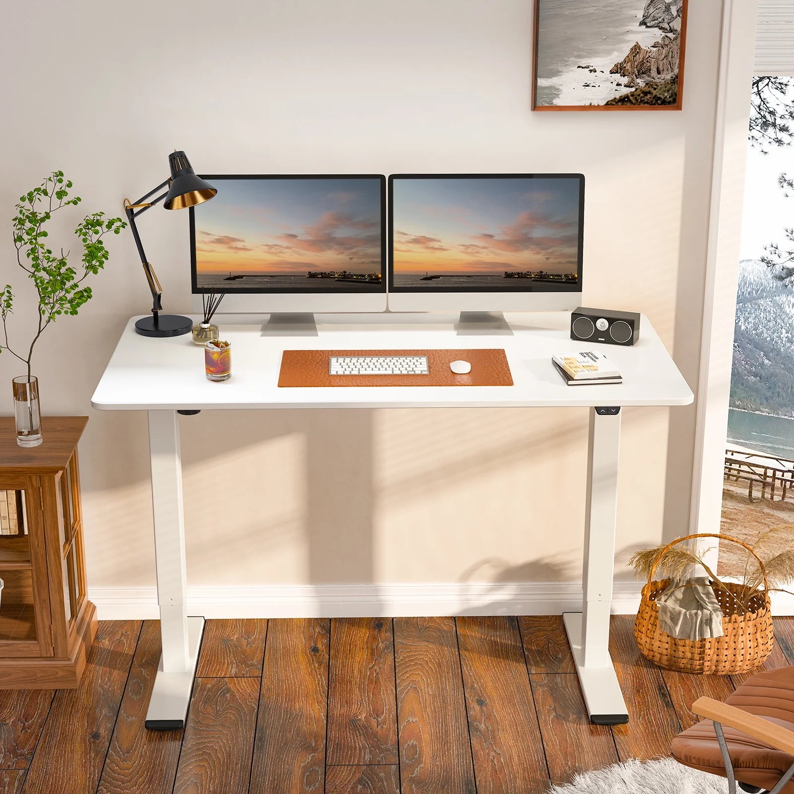 Adjustable Electric Standing Desk White 60cm x 71cm a7