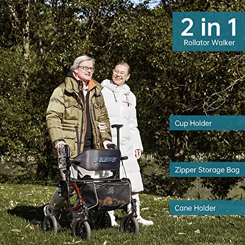 All-Terrain 2 in 1 Rollator Walker & Transport Chair Folding Wheelchair Blue k7