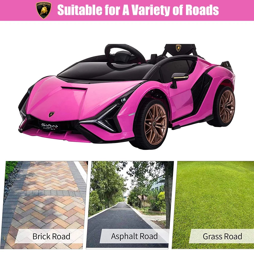 Ride on Sports Car with Remote Control, 12V Electric Car for Kids, LED Headlights, Pink k7