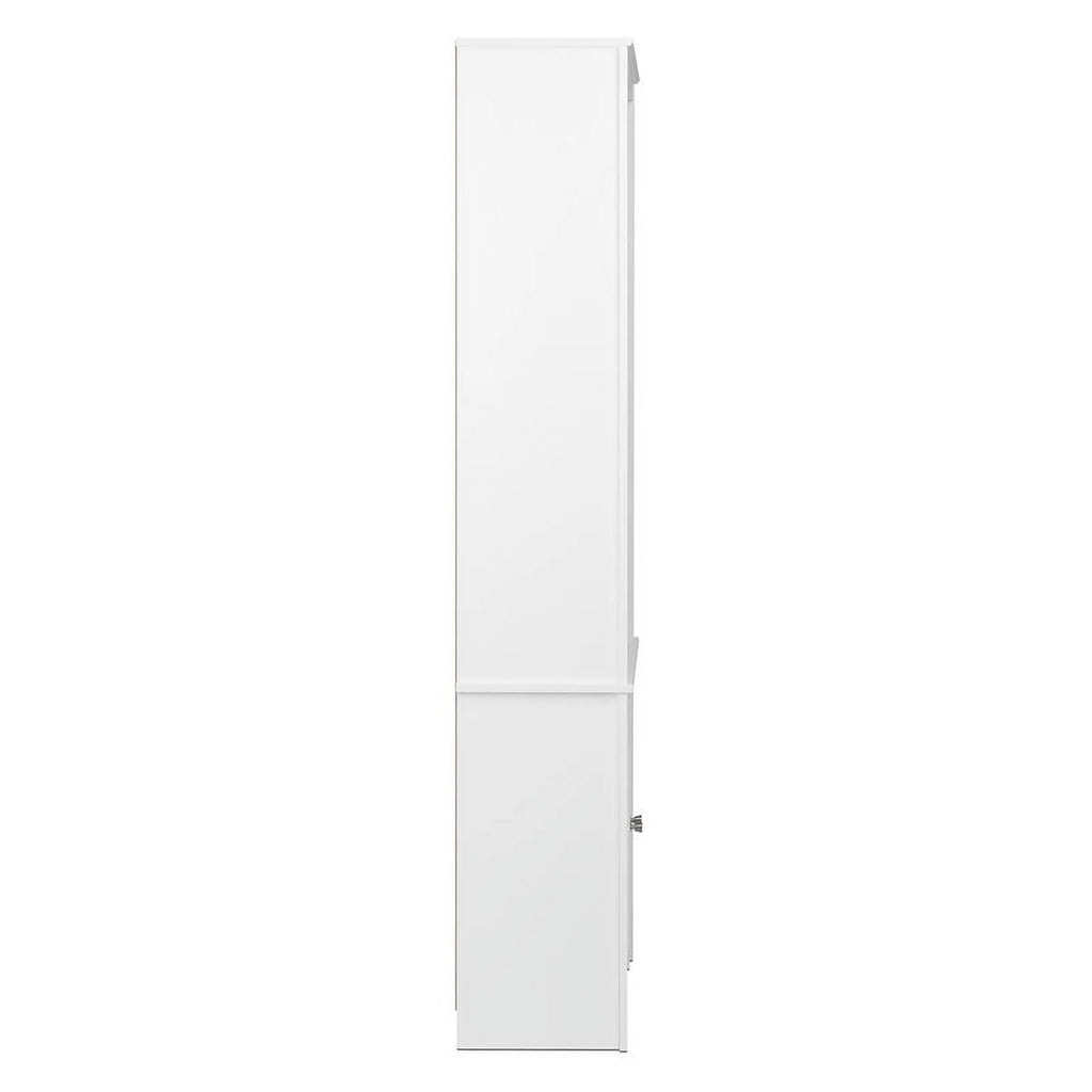 White 6-Shelf Bookcase with 2 Shaker Doors k7p