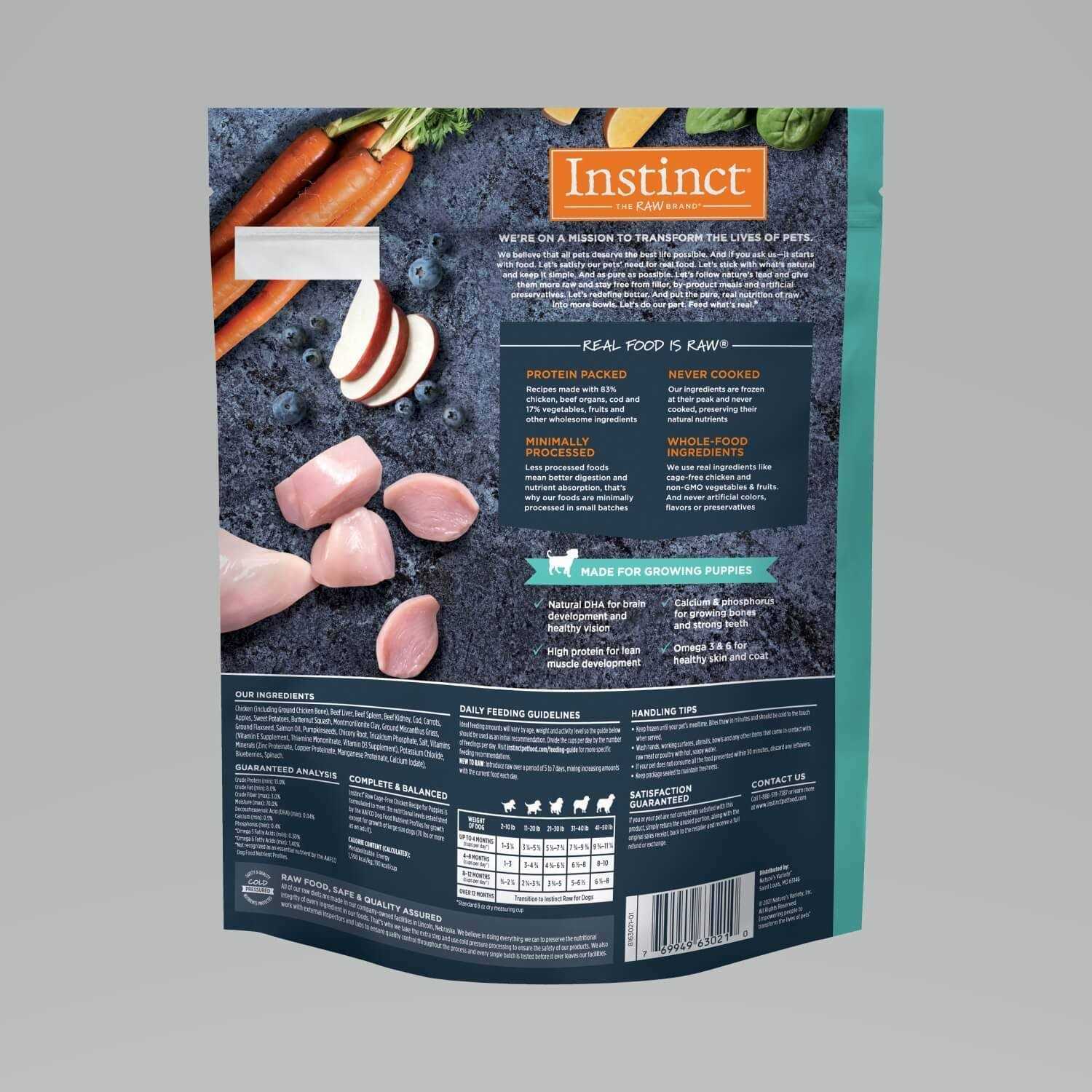 Frozen Puppy Bites Cage-Free Chicken Dog Food k7m