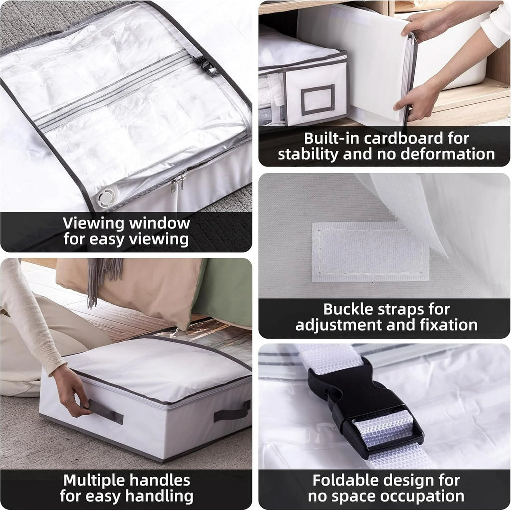 Under Bed Vacuum Seal Storage Bags for Blankets, Foldable Large Capacity White 7k
