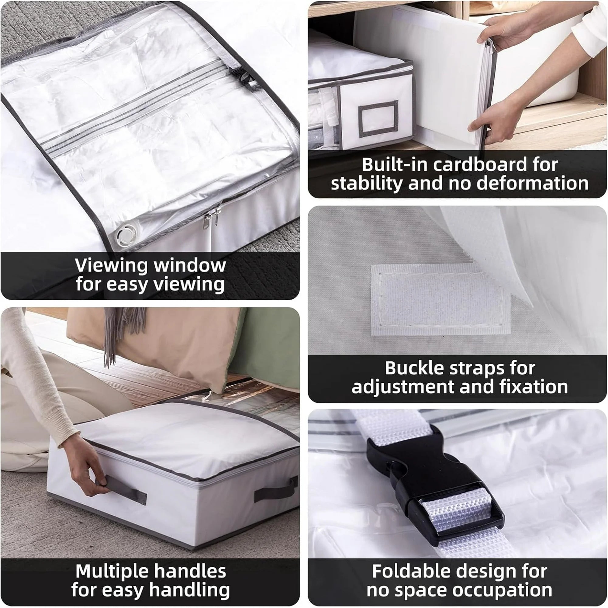 Under Bed Vacuum Seal Storage Bags for Blankets, Foldable Large Capacity White 7k