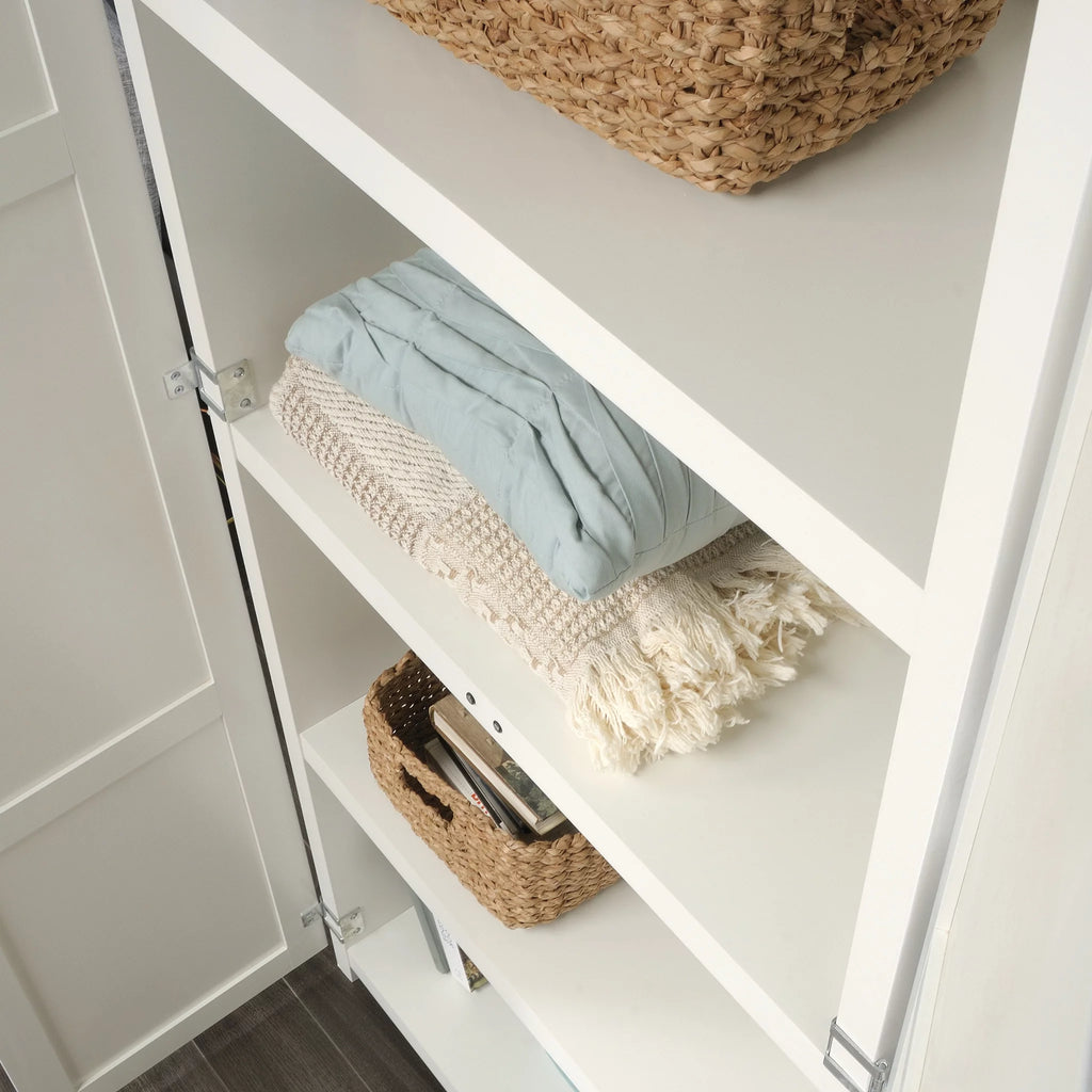 Wood Storage Cabinet 4-Shelf White a7