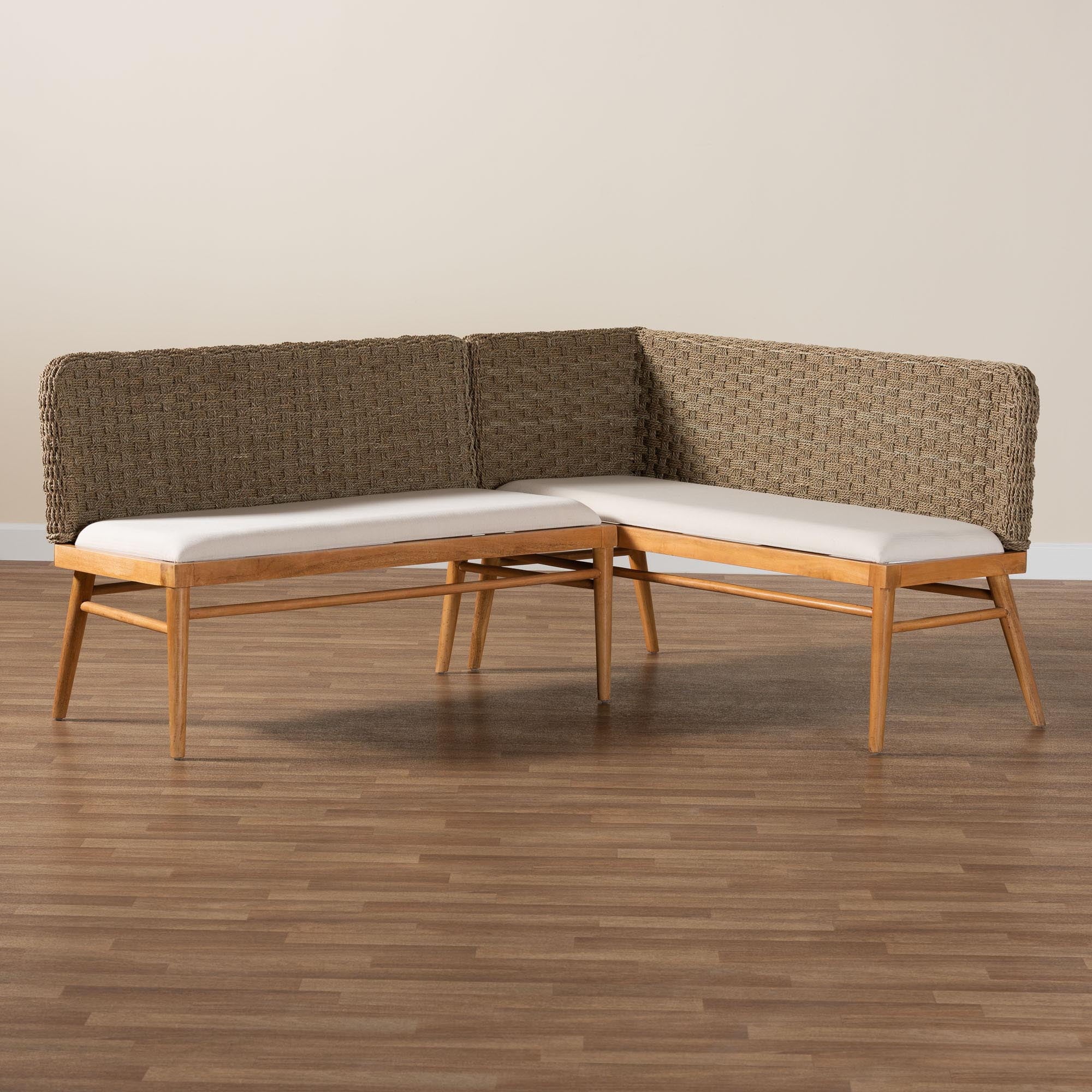 Boho Dining Banquette Set 2-Piece Brown k7