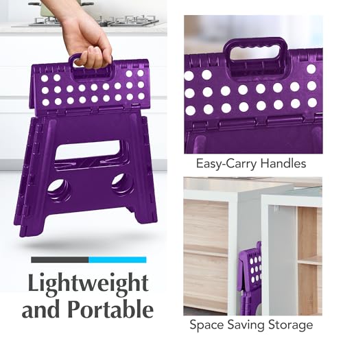Folding Step Stool for Adults and Kids, Easy Open, Black a7
