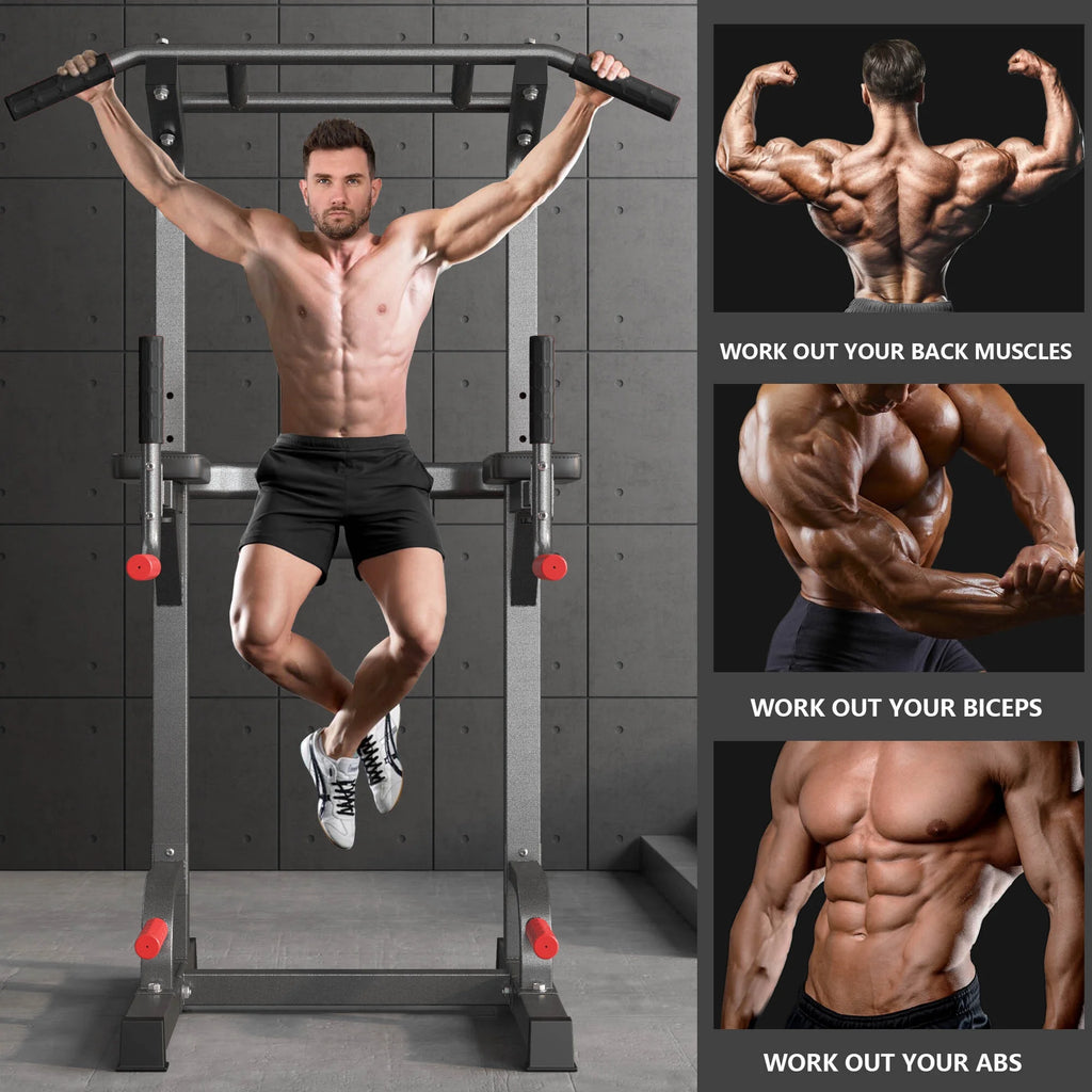 Power Tower Dip Station Pull Up Bar Stand Adjustable Height Home Gym k7x
