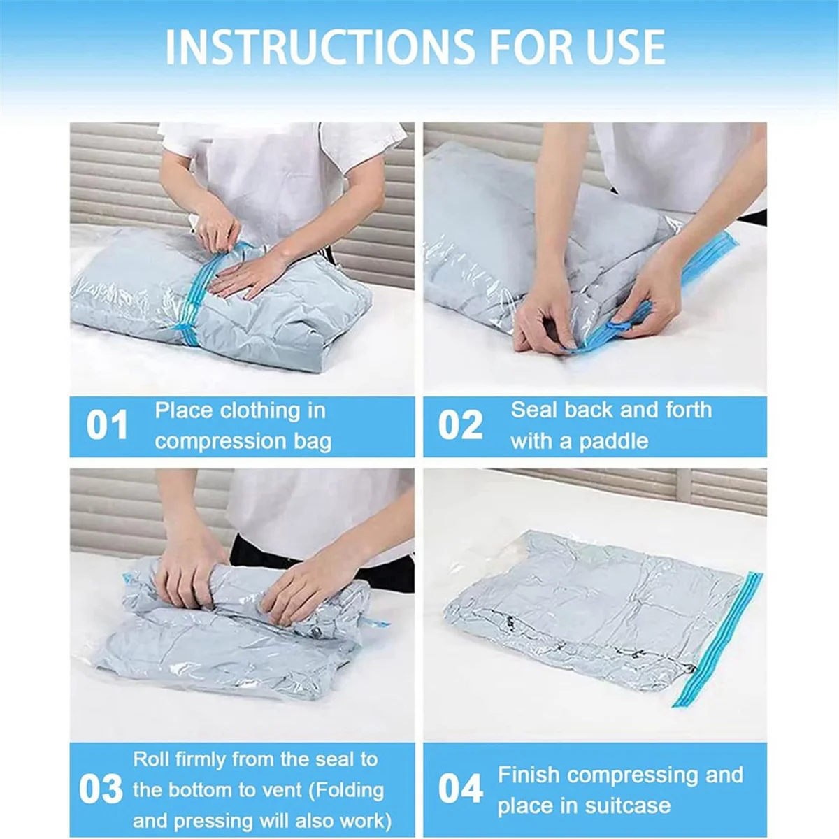 Compression Storage Bags for Travel Vacuum Roll Up 7k