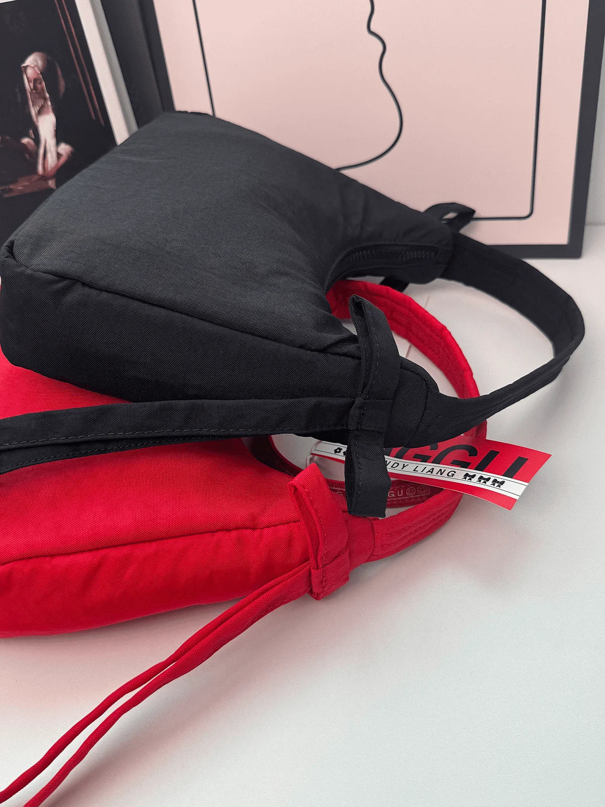 Nylon Mini Bow Handbag Black k7m