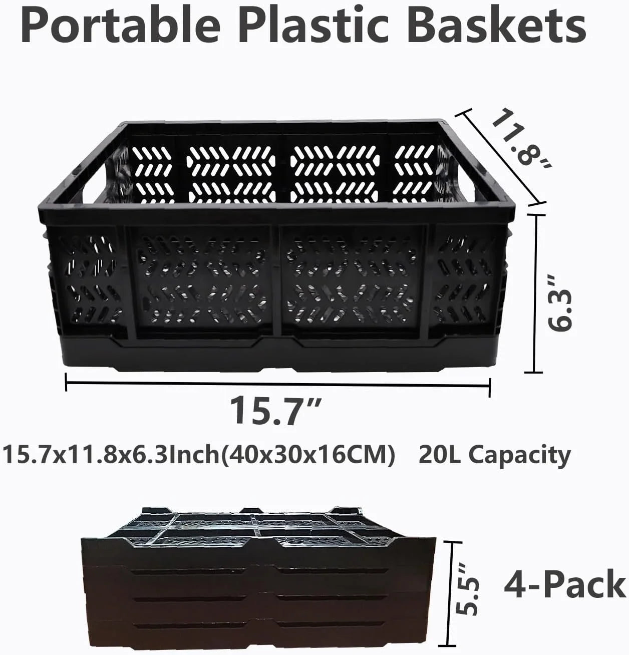 Foldable Storage Crates 20L Plastic Bins a7