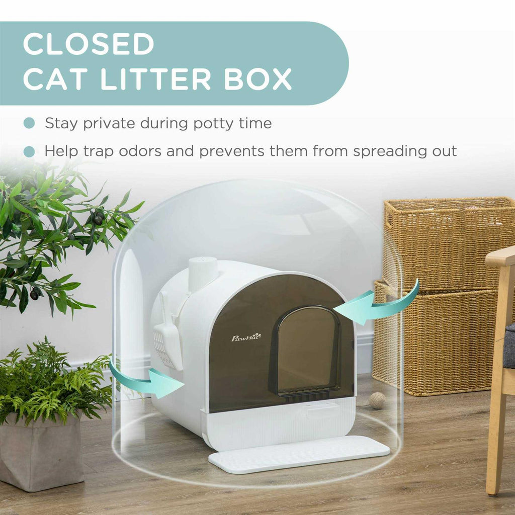 Cat Litter Box with Lid and Tray for Indoor Cats k7m