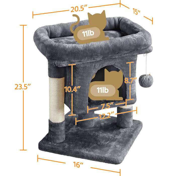 Cat Tree with Wide Perch 2-Level Gray k7