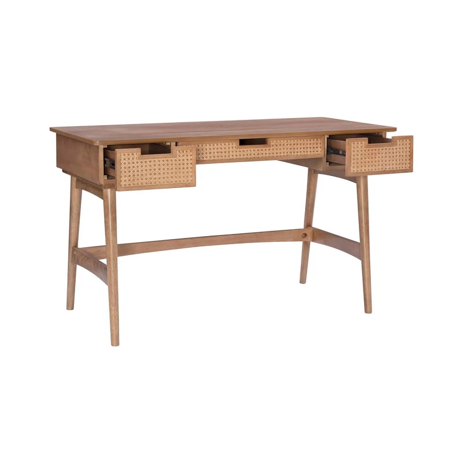 Rattan Wood Desk with Drawers Natural k7m