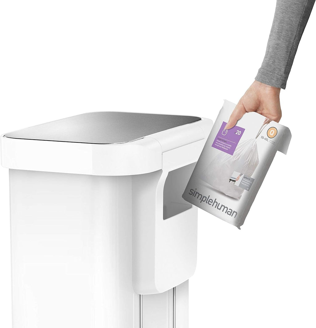 Kitchen Step Trash Can White Stainless Steel 55 Liter a7