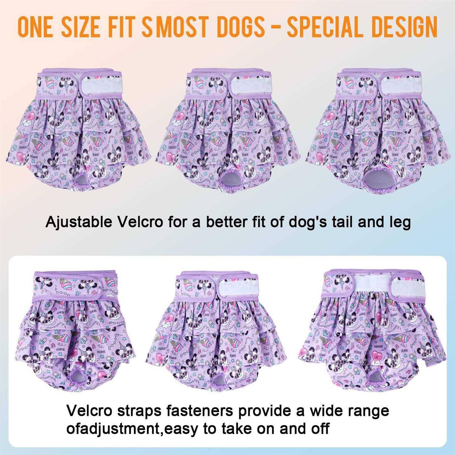Washable Dog Diapers for Female in Heat, Leak-Proof Reusable 3 Pack k7m