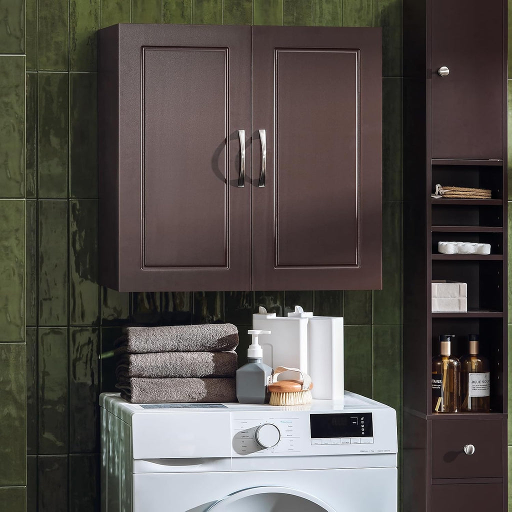 Laundry Hamper Cabinet with 2 Drawers and Wall Cabinet k7p