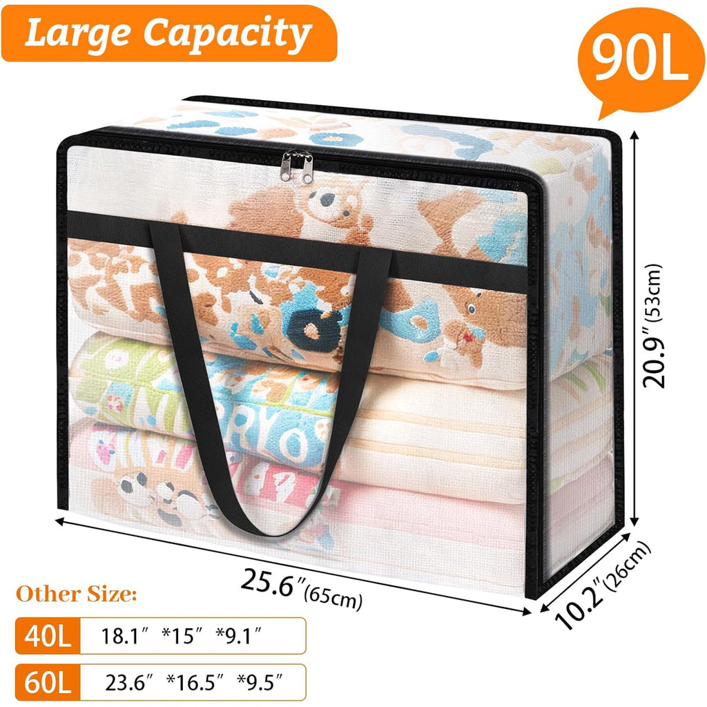 Clear Clothes Storage Bags 90L with Zipper and Handle a7